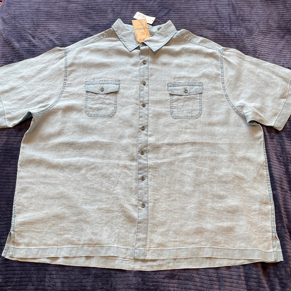 Caribbean Shirt Size 3XB Short Sleeve Button Up Linen NWT